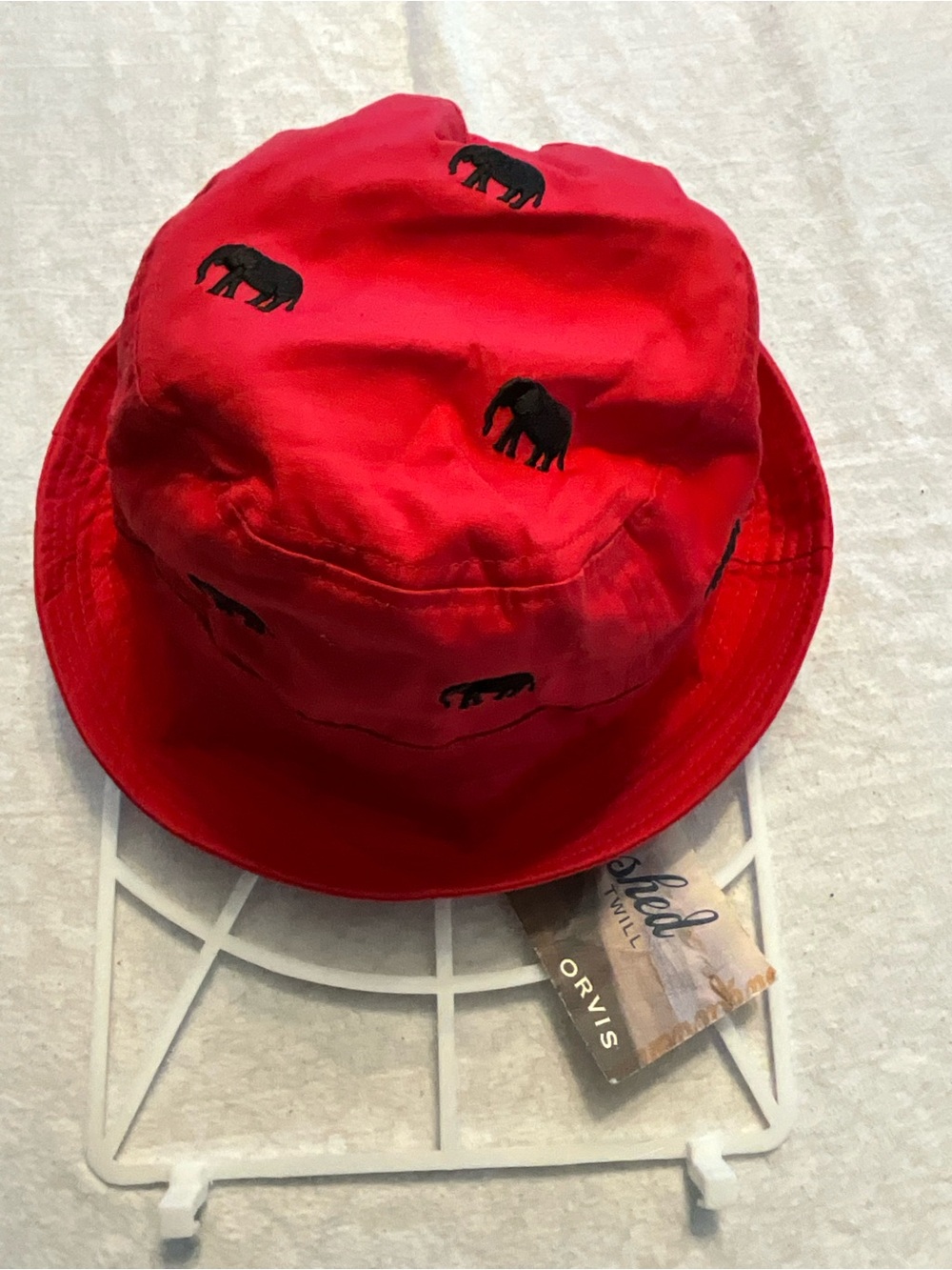 Orvis Red Bucket Hat with Printed Lining